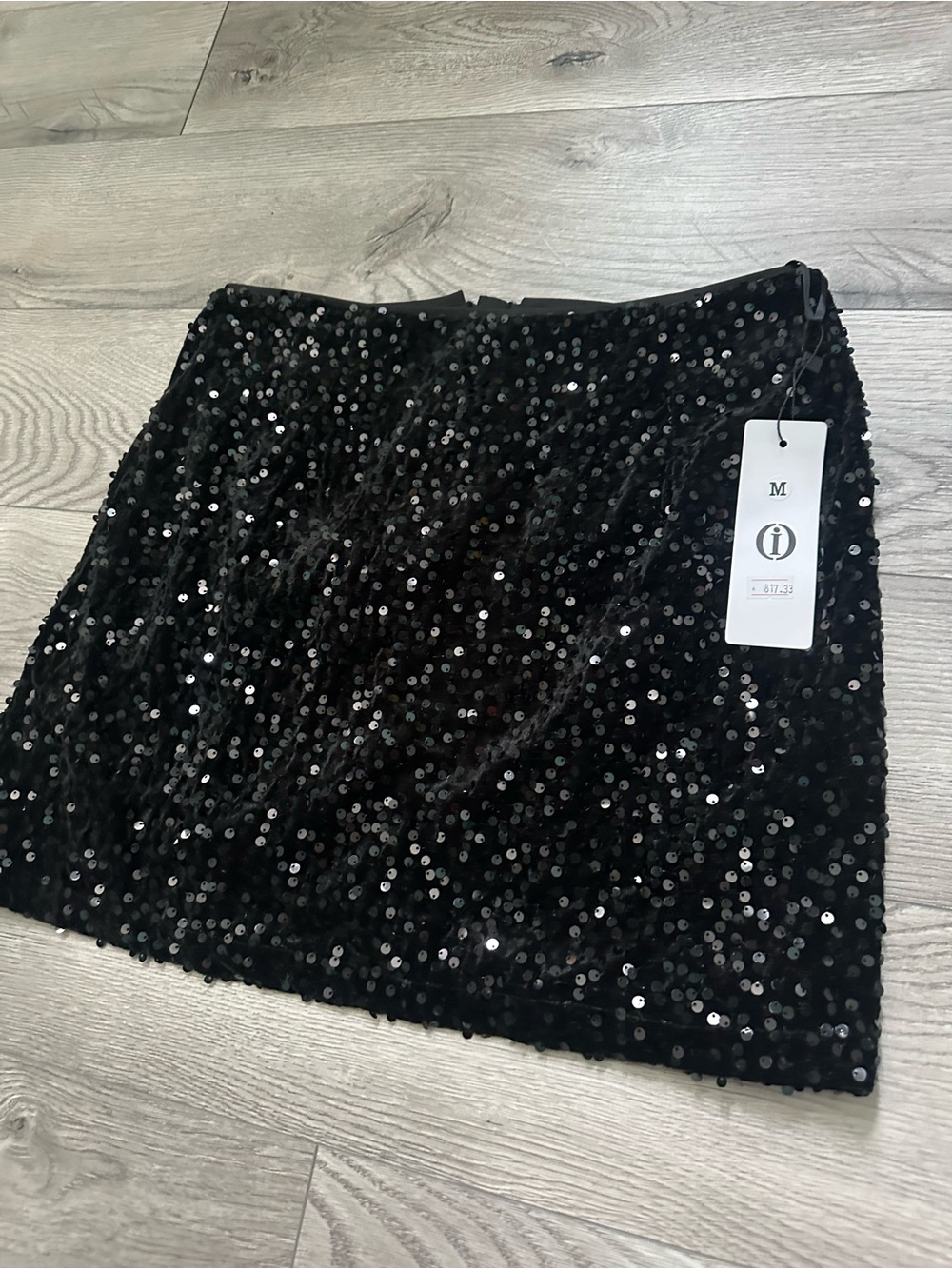 Black Sequin Mini Skirt